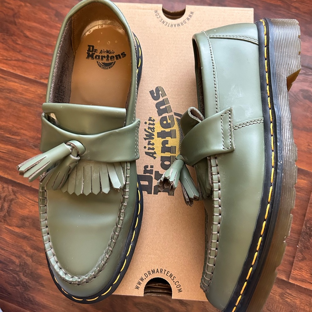 Dr. Martens Adrian Tassel Loafer Khaki Green. SIZE 10